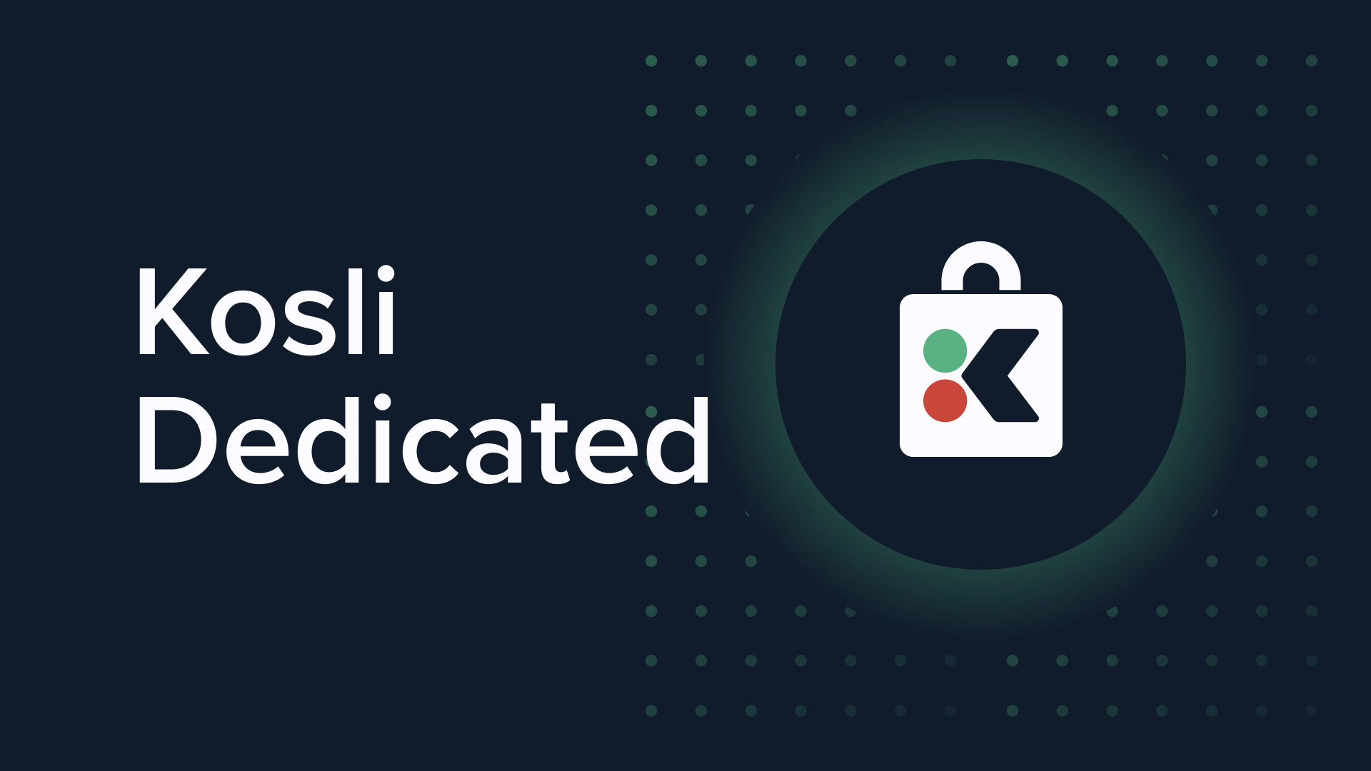 Kosli Dedicated - Kosli logo in a glowing circle, with padlock icon.